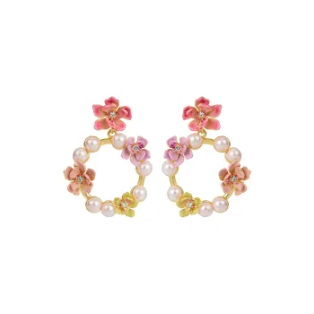 LES NEREIDES Gold Plated Earrings Women's Pink