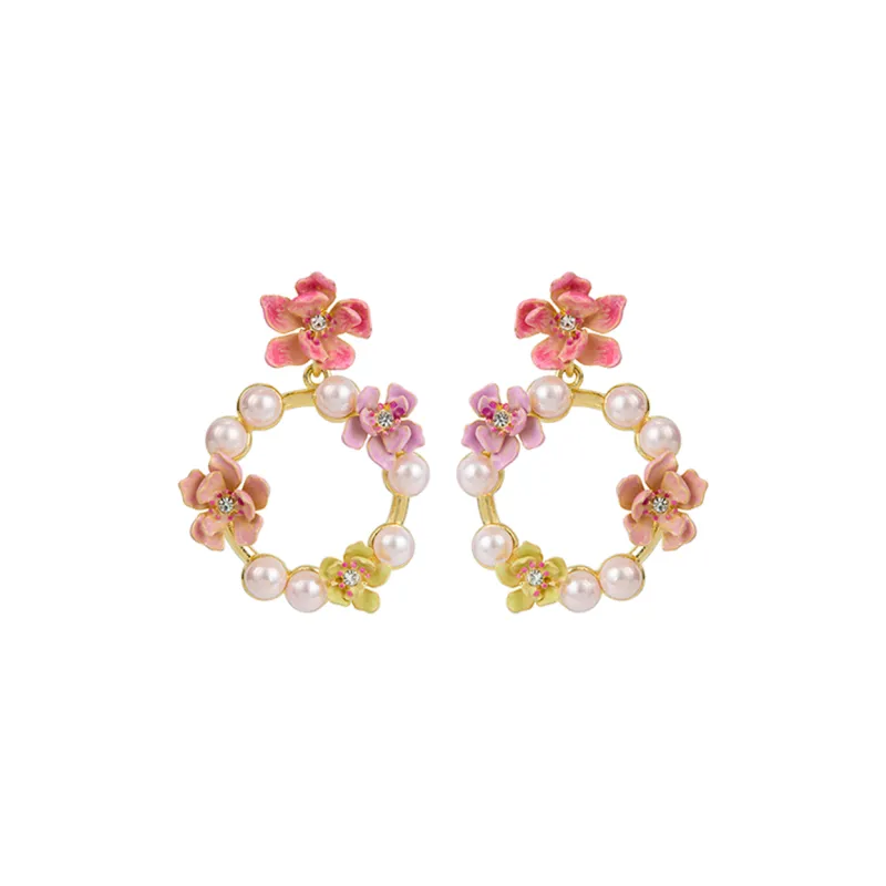 LES NEREIDES Gold Plated Earrings Women's Pink-0