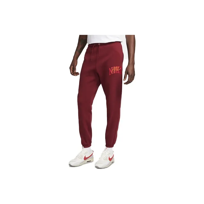 Nike Club Fleece Knitted Sports Pants Men's Burgundy-0
