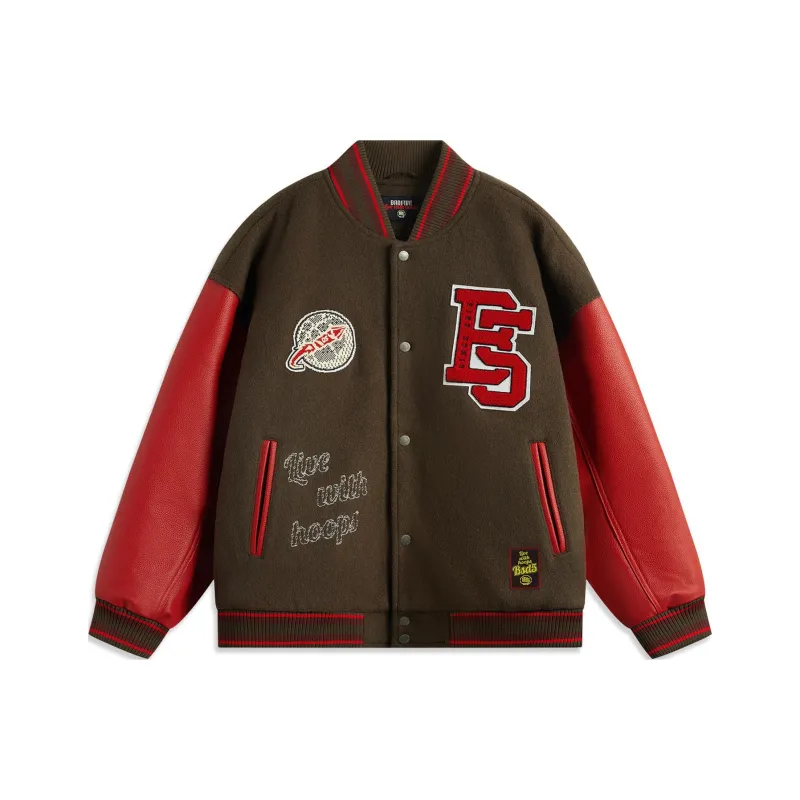 LiNing BadFive Baseball Jacket Men's Slate Brown/Honor Red-0