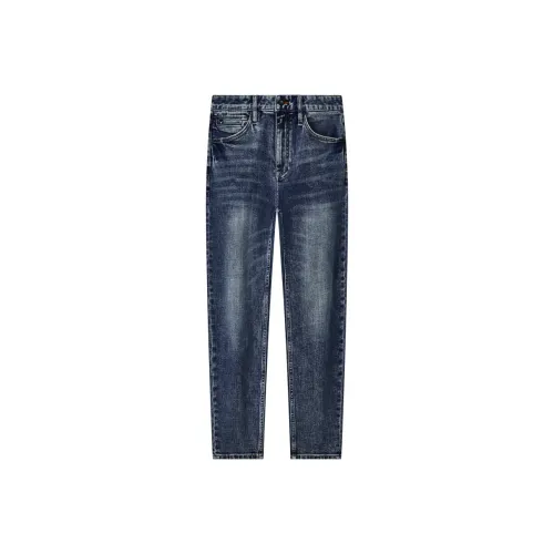 Jiumuwang Men's Pants Expert Jeans Men's Floral Blue