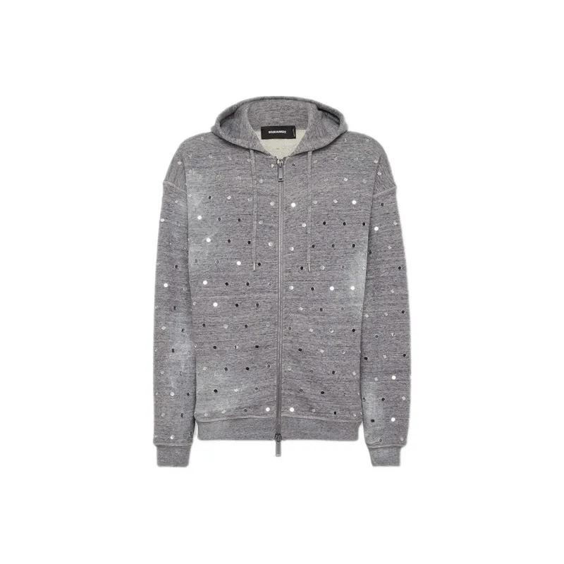 DSQUARED 2 Distressed Stud Embellished Hoodie-0