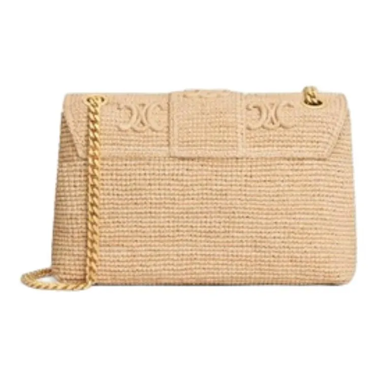 CELINE Victoire Raffia Crossbody Bag Medium Size Women's Natural's-3
