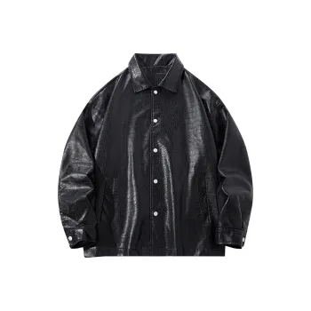 XIDELONG Leather Jacket Unisex Black