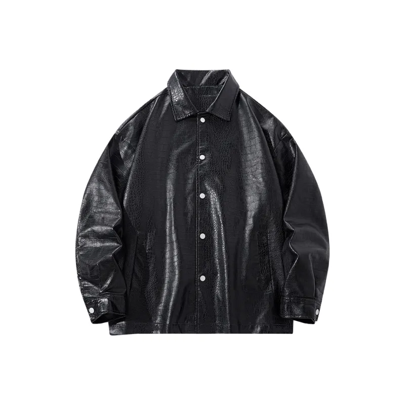 XIDELONG Leather Jacket Unisex Black-0
