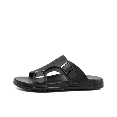 HLA PU Polyurethane Slip Resistant Slide Slippers Men's Black