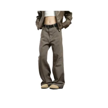 NEVER RULE Casual Pants Unisex Coffee
