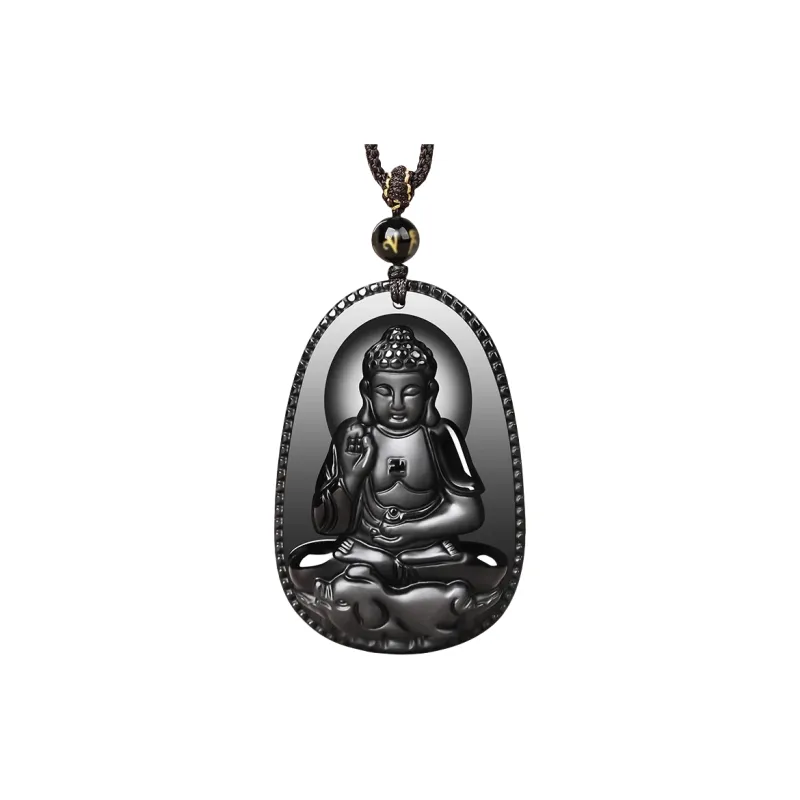 Stone On The Line Natural Obsidian Pendants Unisex-25