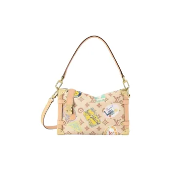 LOUIS VUITTON Trunk Cow Leather With Leather Soft Box Portable Crossbody Bag, Shoulder Bag Women's Beige