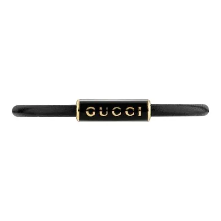 GUCCI Enamel, Leather, Brass Bracelets Women's Black-1