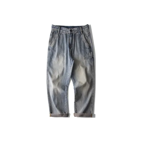 98SQUID Jeans Unisex White Yellow Mud