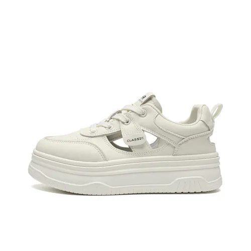 ZHR Platform Air Shoes Slip Resistant, Abrasion Resistant, Breathable Low Top Skateboard Shoes Women's Beige