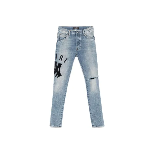 AMIRI Logo Patch Distressed Skinny Jeans
