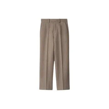 Burberry Pinstriped Wool Blend Tailored Trousers Casual Pants Men's Brown