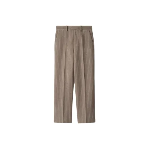 Burberry Pinstriped Wool Blend Tailored Trousers Casual Pants Men's Brown
