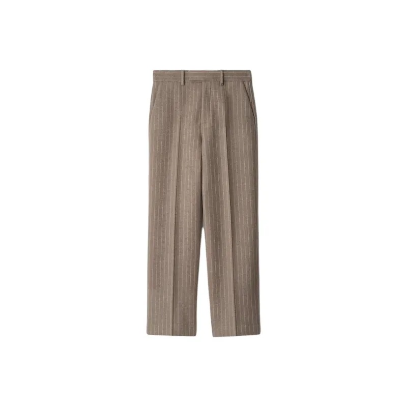 Burberry Pinstriped Wool Blend Tailored Trousers Casual Pants Men's Brown-0