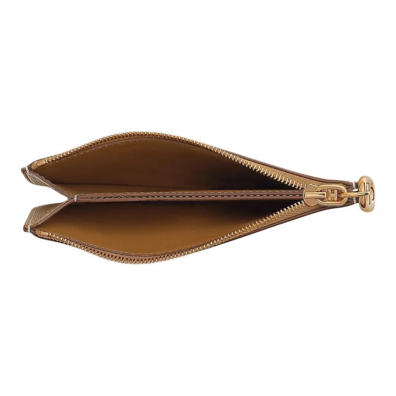 HERMES ZipengoChaine D'Ancre Evercolor Calfskin Card Holder Women's 37 Gold Brown-1