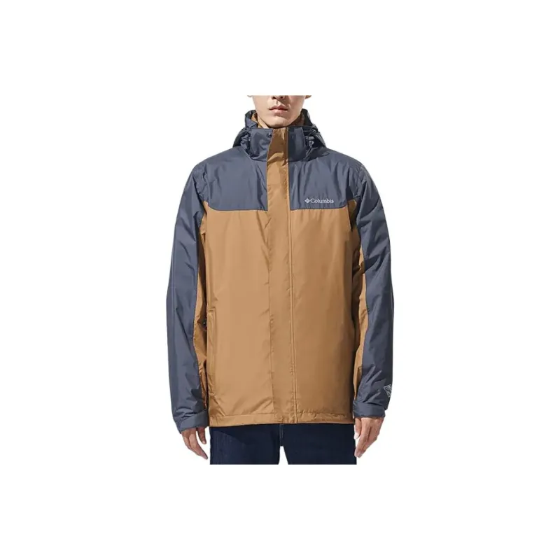 Columbia Hiking Waterproof, Breathable, And Thermal Heat Reflective Windbreaker Jacket Men's Brown-0