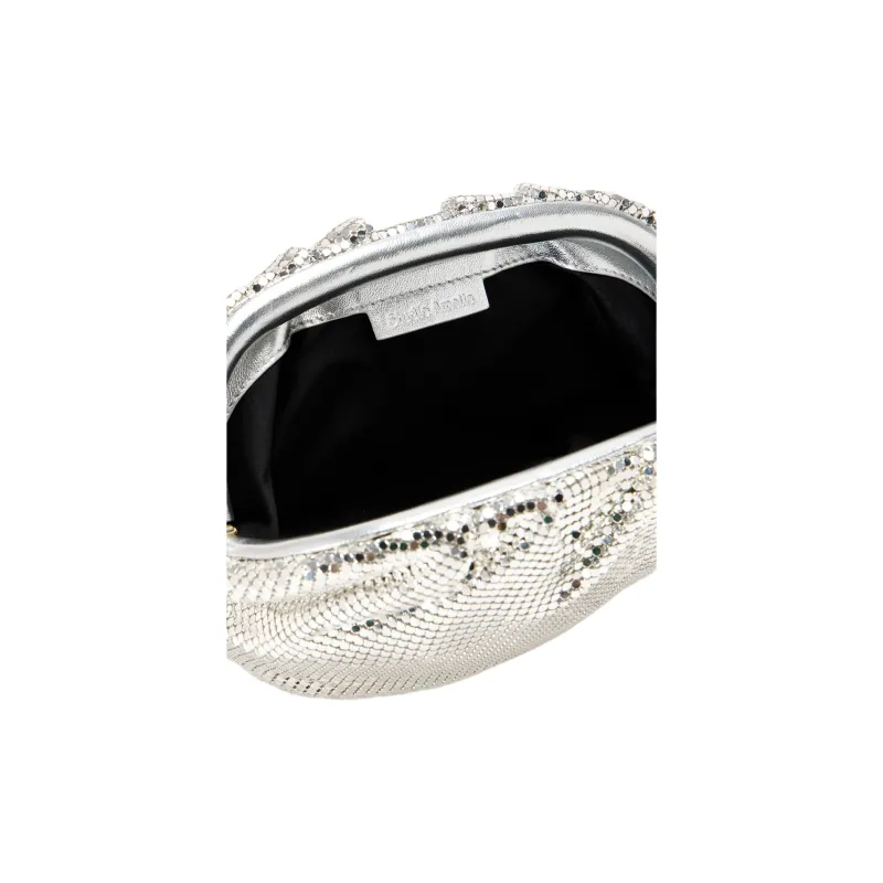 STUDIO AMELIA Silver Mesh One Shoulder Clutch Mini Women's Silver-3