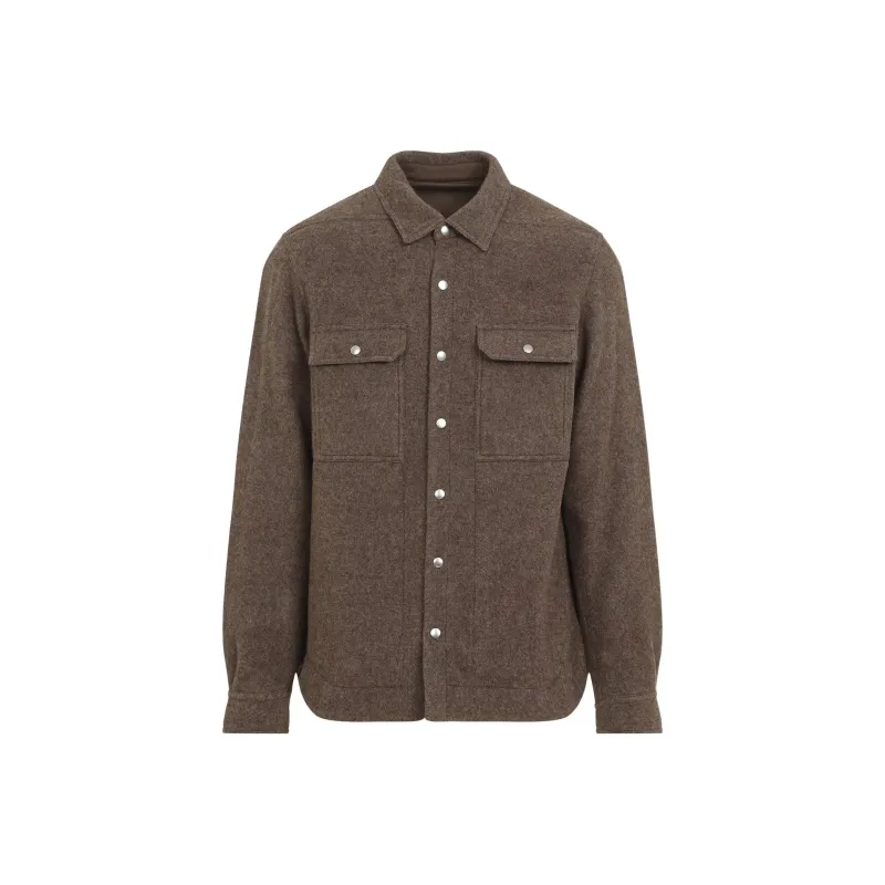 RICK OWENS Felted Curved Hem Overshirt-0