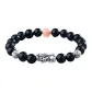 Sterling Silver Obsidian Chinese Auspicious Animal Women's Beaded Bracelet