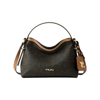 FION Artificial Leather Shoulder Bag, Crossbody Bag, Handbag Medium Size Women's Dark Coffee Brown