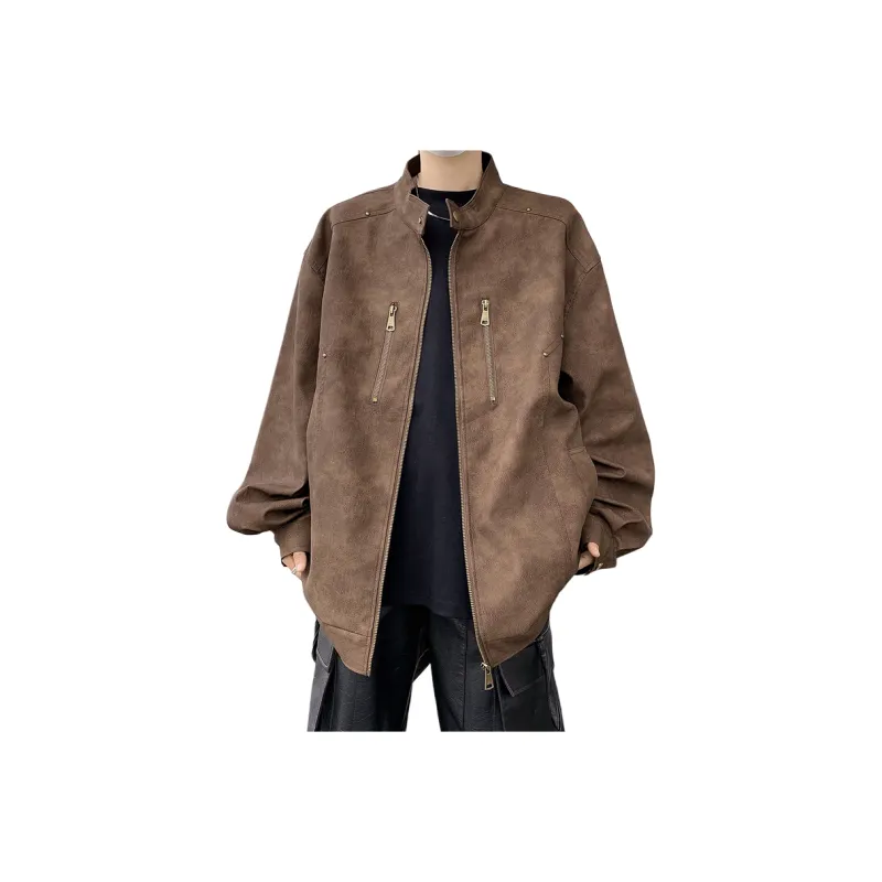 NEAR HERE Leather Jacket Unisex-7