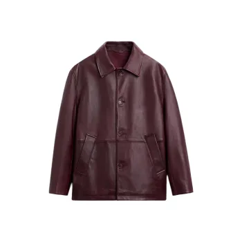 ZARA Leather Jacket Men's Burgundy Red