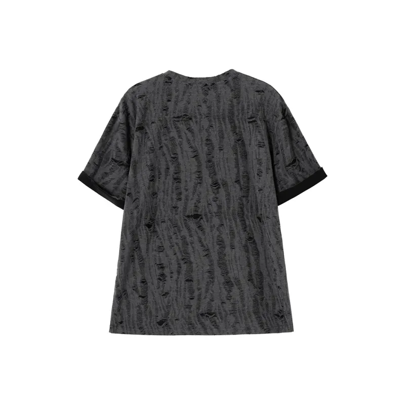 SOON FLOWER Drop Shoulder Sleeve Short Sleeved T Shirts Women's Dark Gray-1