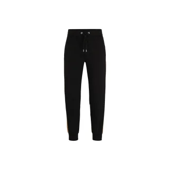 HUGO BOSS Cotton Blend Tracksuit Bottoms With Colour Blocking Knitted Sports Pants Men's Black
