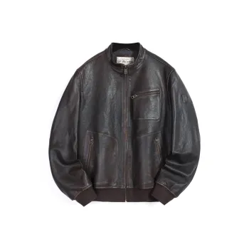 MCS Leather Jacket Men's Dark Coffee