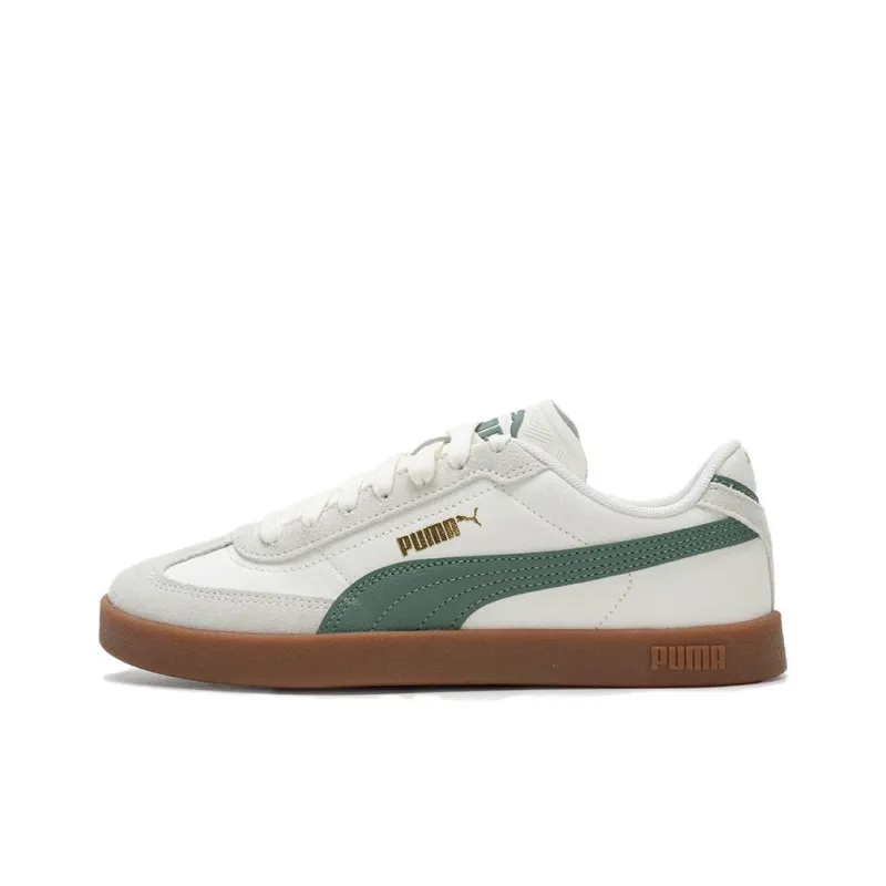 PUMA Club 2 Anti Slip Wear Resistant Low Top Skateboard Shoes Unisex White Green-0