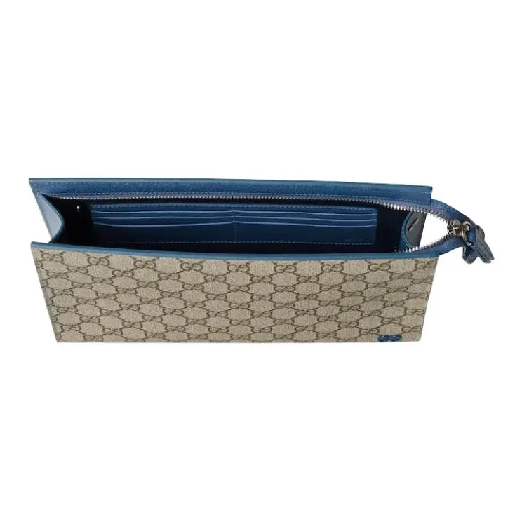 GUCCI GG Supreme Canvas Bag Clutch Unisex Beige & Dark Brown-4
