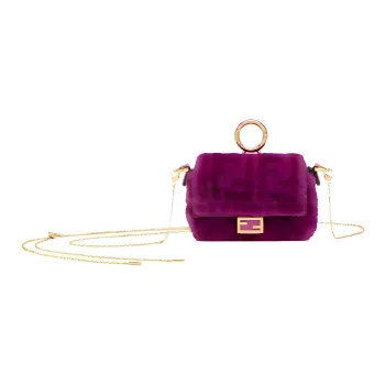 FENDI Baguette Sheepskin Coin Purse Shoulder Bag Crossbody Bag Mini Women's Purple