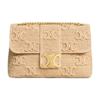 CELINE Victoire Raffia Crossbody Bag Medium Size Women's Natural's