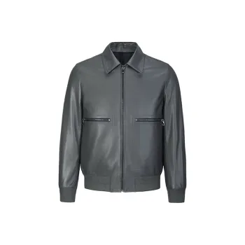 DAVID NAMAN Leather Jacket Men's Gray