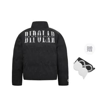 BIPOLAR Puffer Jacket Unisex White Dark Gray Black