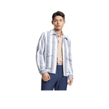 BY CREATIONS Jackets Coats Men's Blue White Stripes