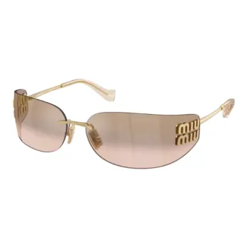 MIU MIU Magnesium Aluminum Alloy Irregular Shape Sunglasses Women's Gold Pink