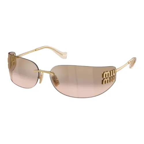 MIU MIU Magnesium Aluminum Alloy Irregular Shape Sunglasses Women's Gold Pink