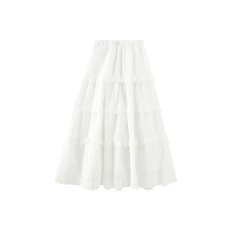 Mu Xiao Xin Knit Long Skirt Women's White-1