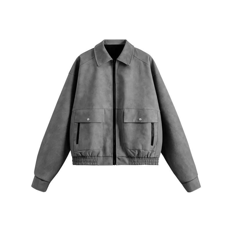 TELENT Leather Jacket Unisex Dark Gray-9