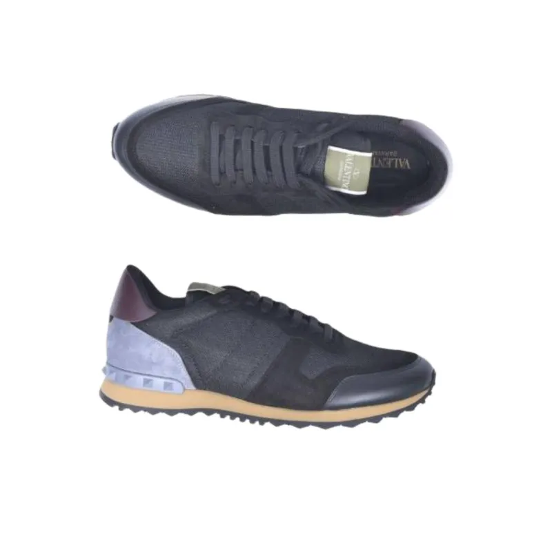 Valentino Low Top Casual Shoes Men's Black Purple-2