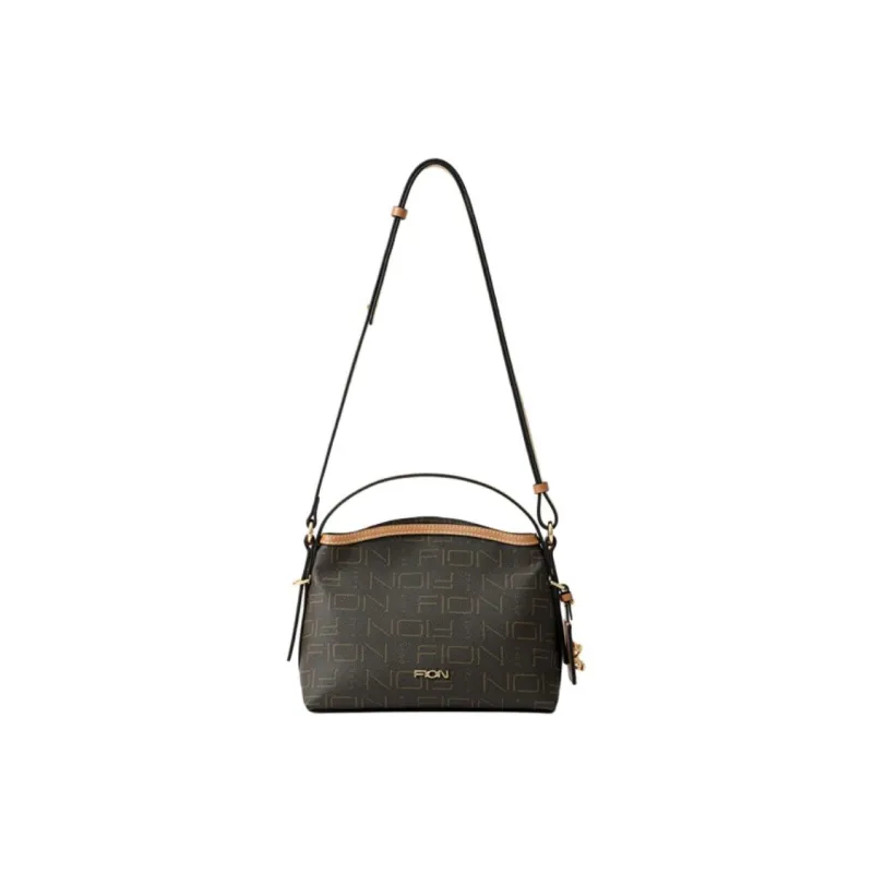 FION Artificial Leather Shoulder Bag, Crossbody Bag, Handbag Medium Size Women's Dark Coffee Brown-3