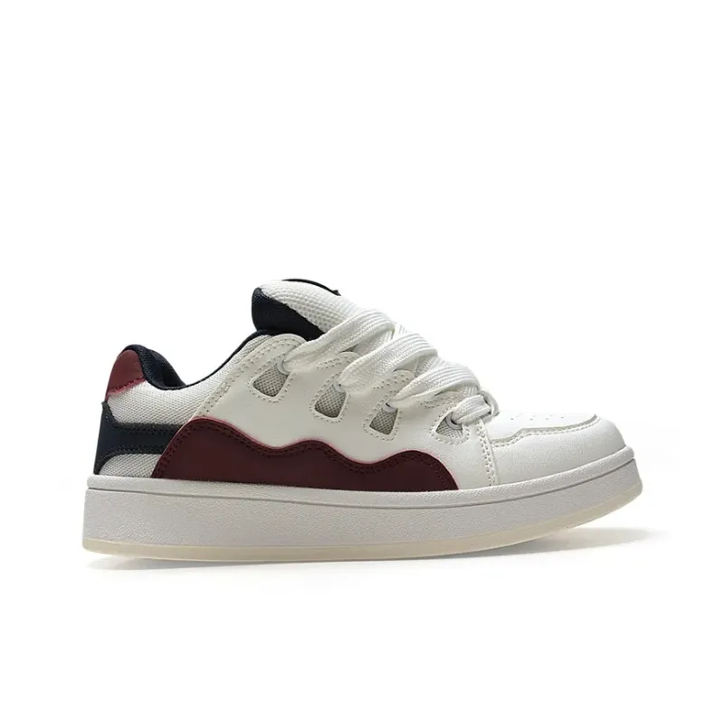 IHBOZ Coverage Slip Resistant And Abrasion Resistant Support Low Top Skateboard Shoes Women's White Burgundy-1