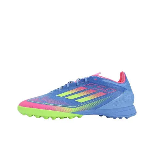 Adidas F50 PRO TF Rubber Broken Studs Anti Slip Wear Resistant Soccer Shoes Unisex Blue Pink