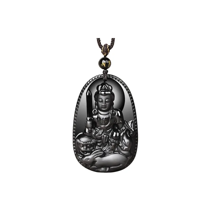 Stone On The Line Natural Obsidian Pendants Unisex-9
