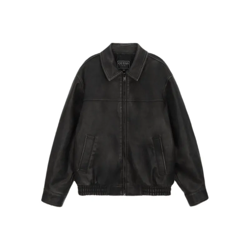 GUESS Leather Jacket Unisex Black-0