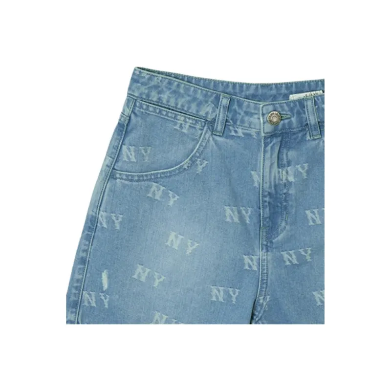 MLB New York Yankees SS25 Denim Shorts Women's Light Blue-4