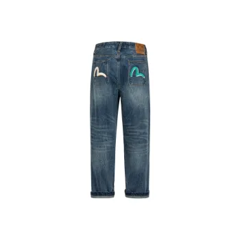 EVISU Slogan print Tapered leg Jeans